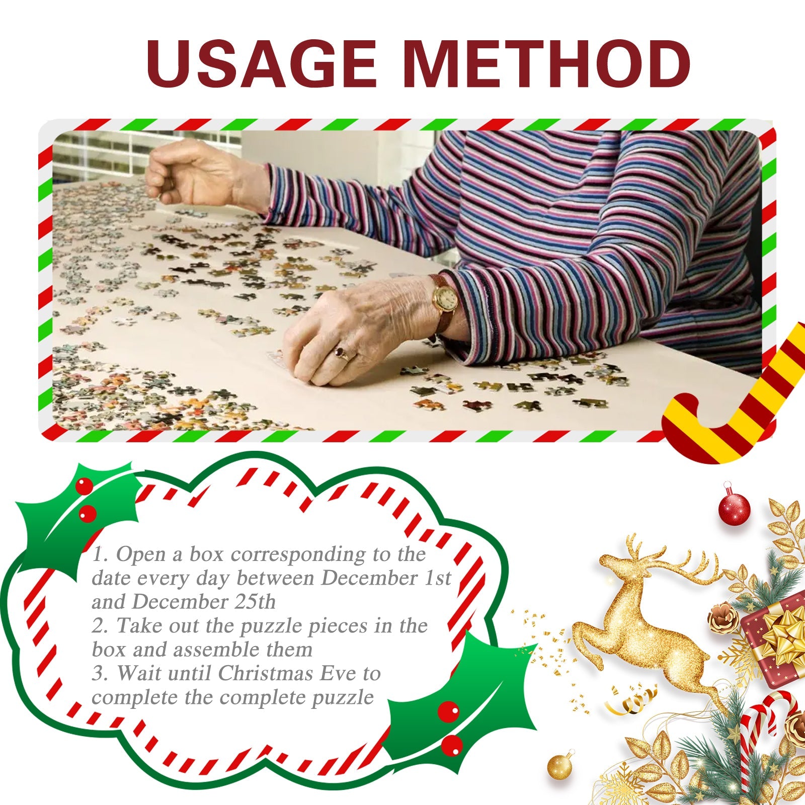 The Jigsaw Puzzle Advent Calendars, Christmas Creative 24 Grid Countdown Calendar Blind Box Puzzle Gift