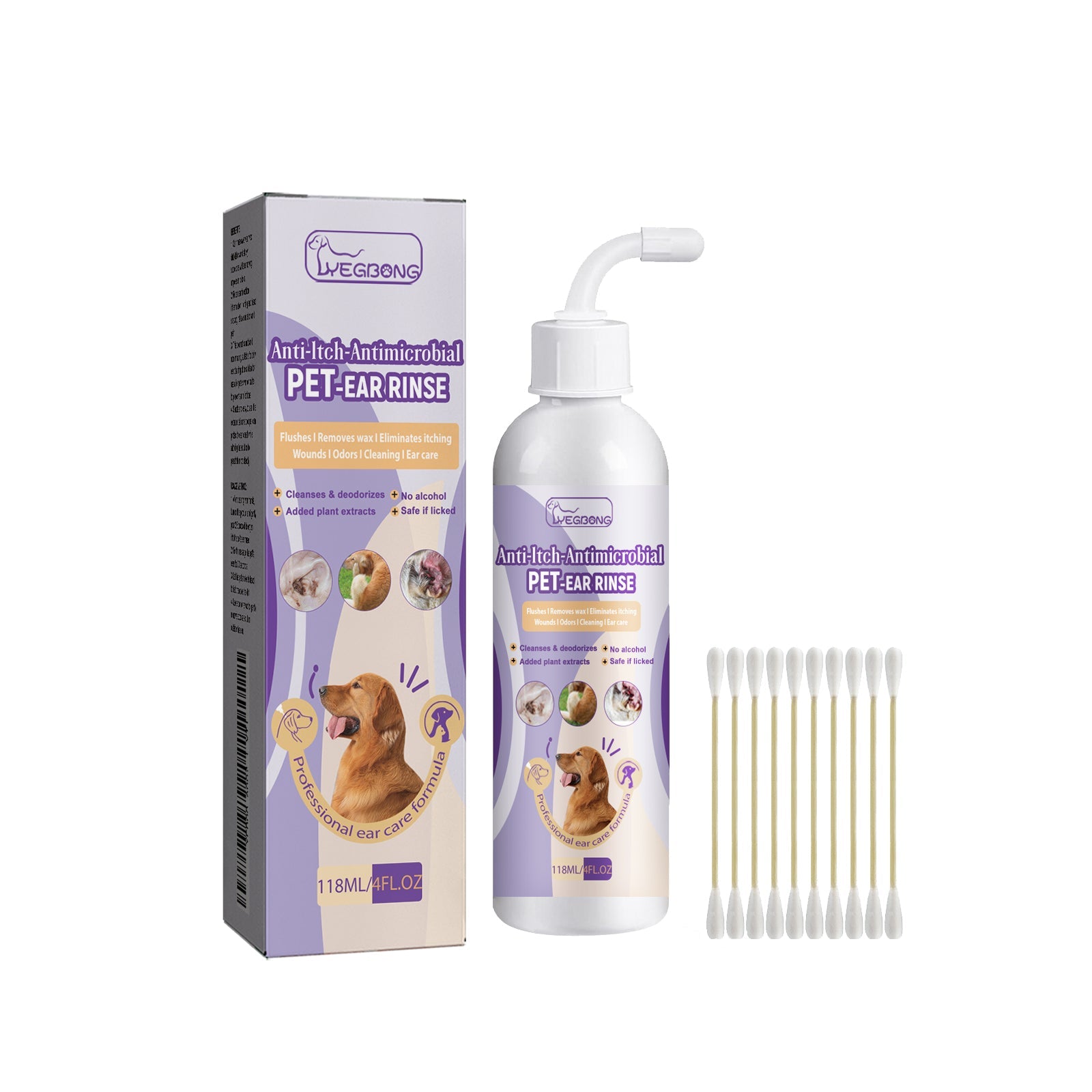 Pet Ear Cleaner, Cats And Dogs Relieves Ear Canal Odors Cleaning Earwax Ear Wash Drops
