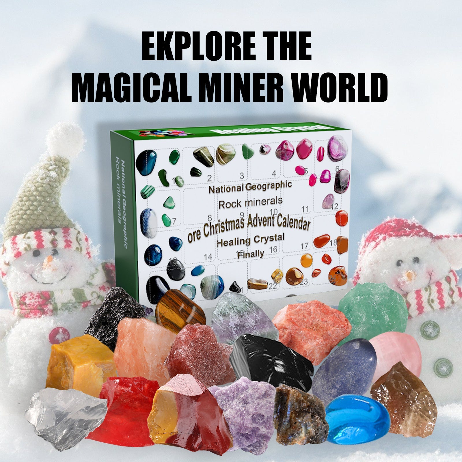 24 Lattice Ore Surprise Blind Box, Guess Toy Gift Box 24 Days Countdown Treasure Ore Christmas Gift Box